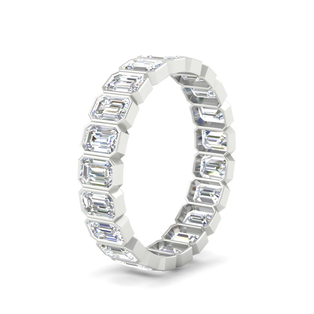 Emerald Cut 3 Carat Eternity Diamond Band with 14K White Gold White Diamond