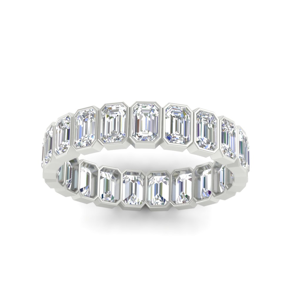 Emerald Cut 3 Carat Eternity Diamond Band with 14K White Gold White Diamond