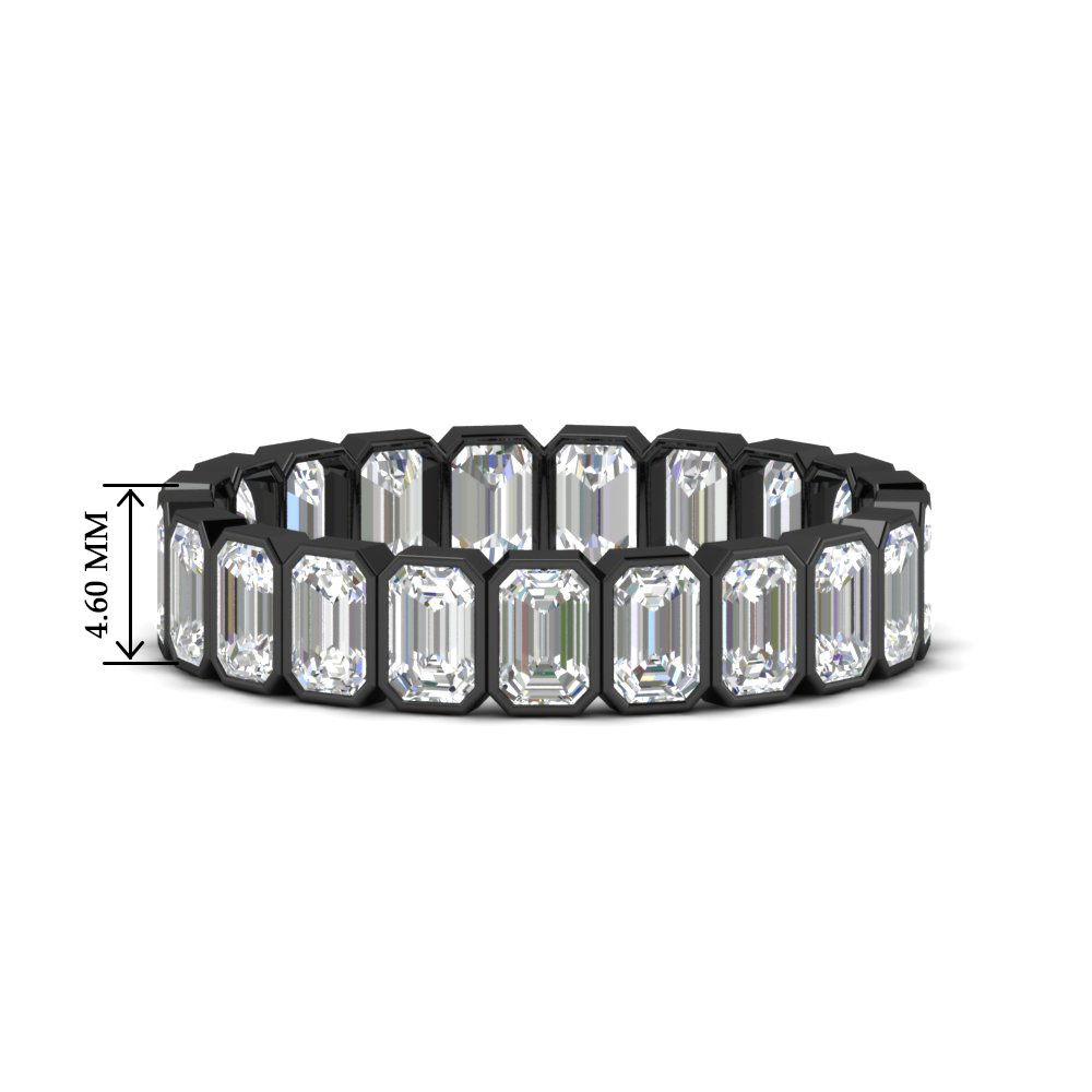 Emerald Cut 3 Carat Eternity Diamond Black Band with 14K Black Gold White Diamond
