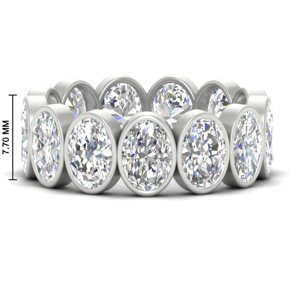 10 Carat Oval Bezel Diamond Ring with 14K White Gold White Diamond