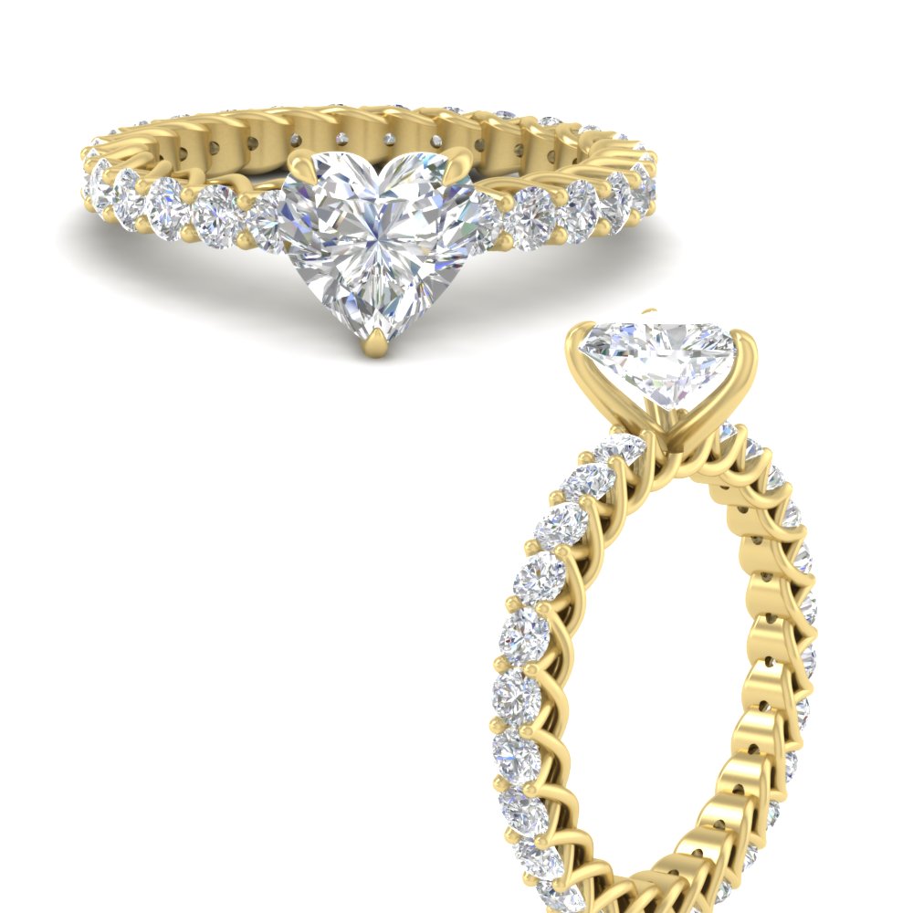 2.50 Carat Heart Shaped Diamond Promise Ring with 14K Yellow Gold White Diamond