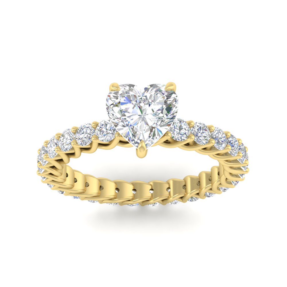 2.50 Carat Heart Shaped Diamond Promise Ring with 14K Yellow Gold White Diamond
