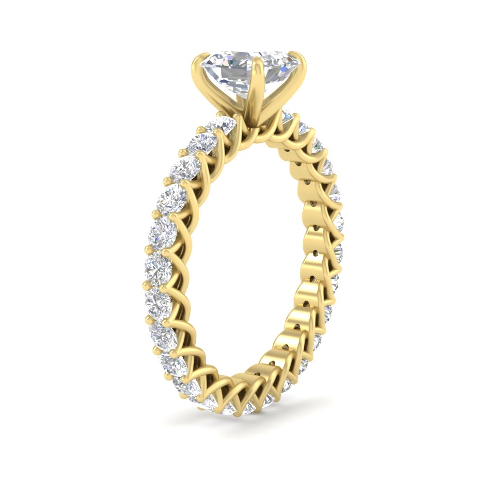 2.50 Ct. Asscher Diamond Wavy Eternity Ring with 14K Yellow Gold White Diamond