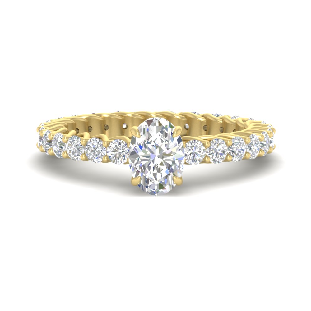 2.50 Ct. Oval Diamond Trellis Ring with 14K Yellow Gold White Diamond