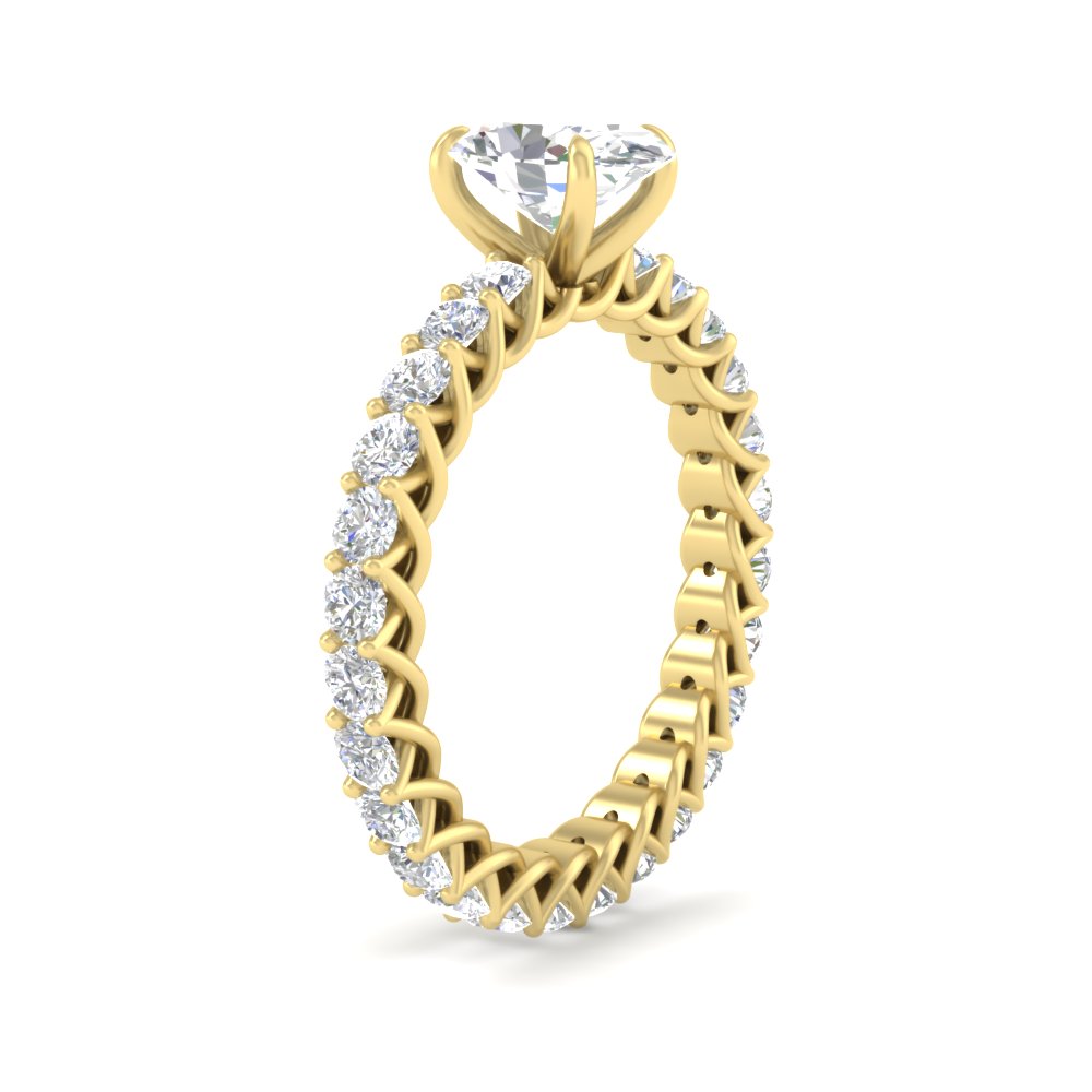 2.50 Ct. Oval Diamond Trellis Ring with 14K Yellow Gold White Diamond