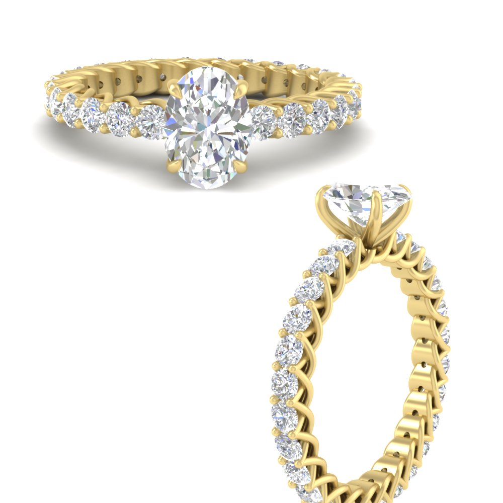 2.50 Ct. Oval Diamond Trellis Ring with 14K Yellow Gold White Diamond
