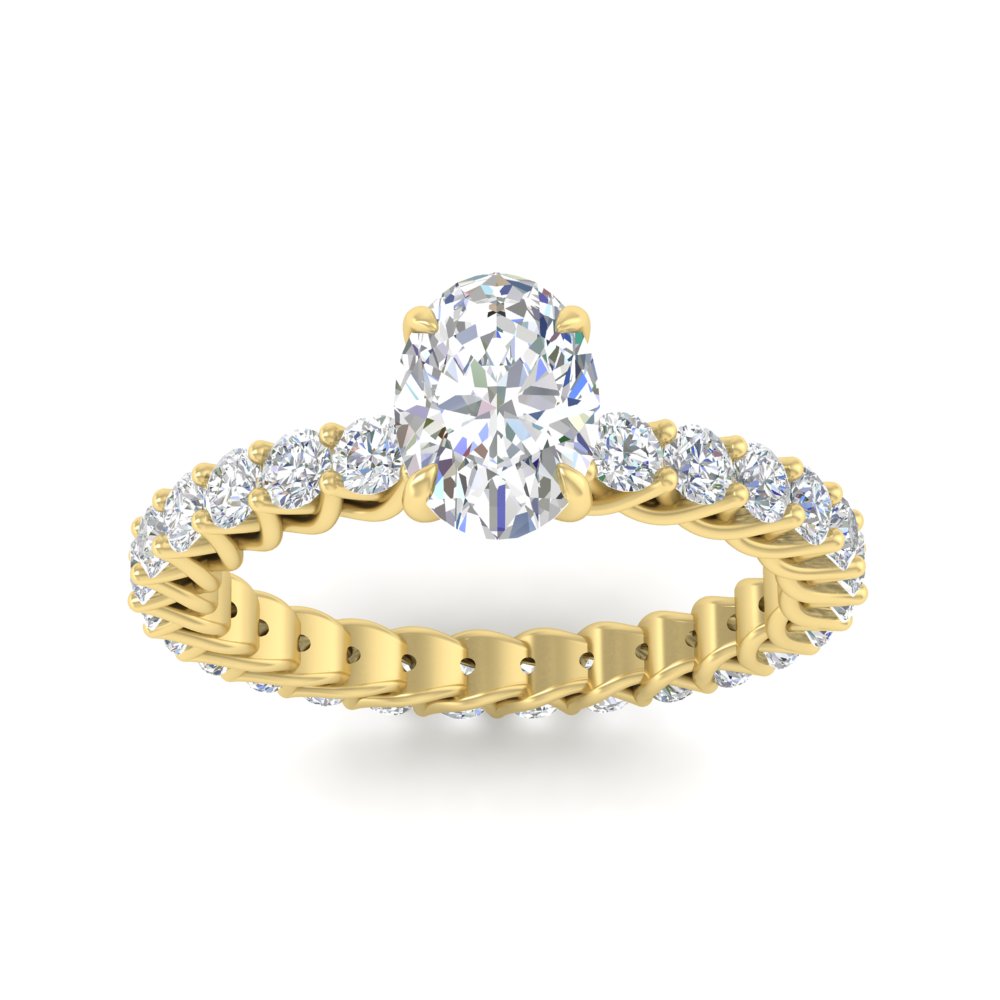 2.50 Ct. Oval Diamond Trellis Ring with 14K Yellow Gold White Diamond