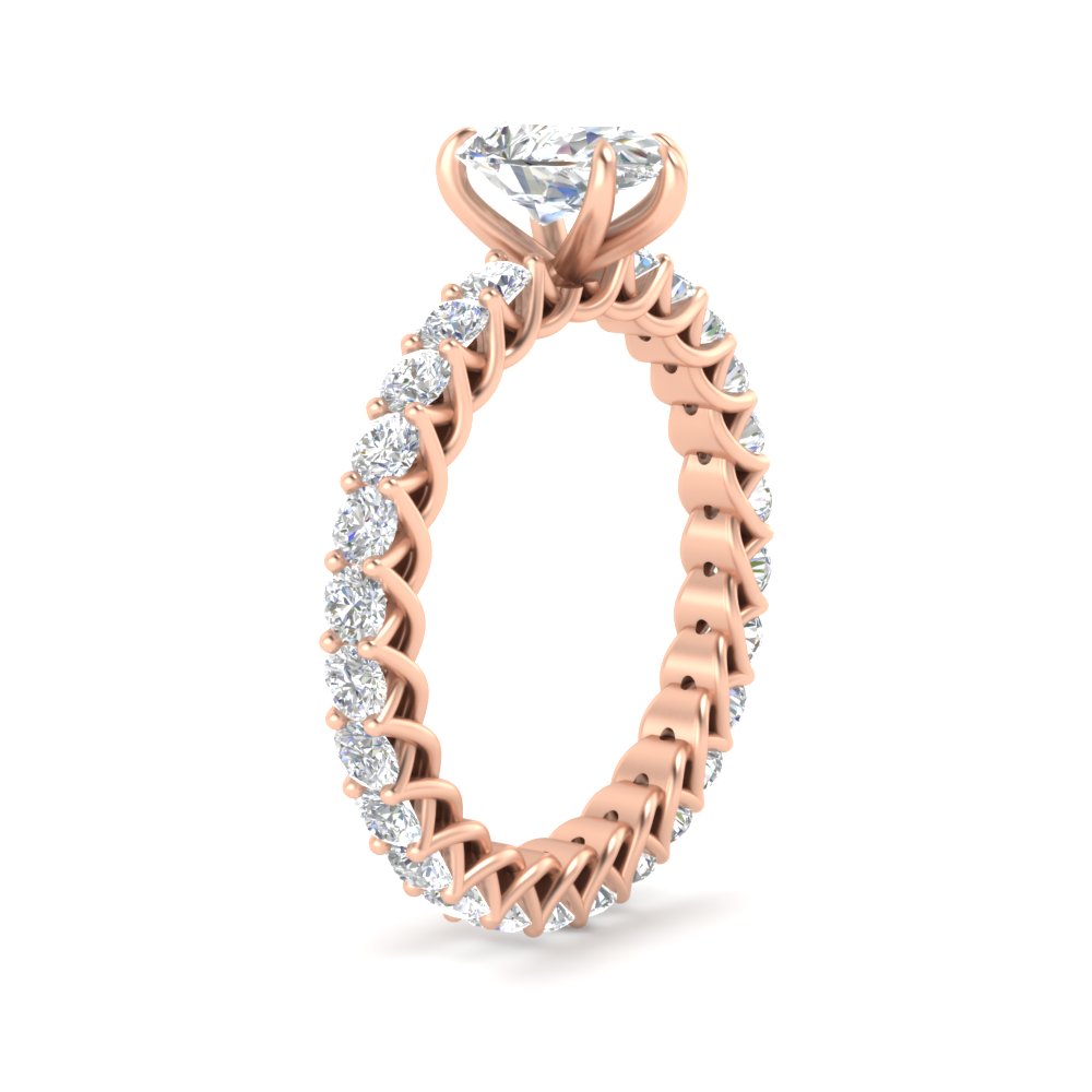 2.50 Ct. Trellis Pear Shaped Diamond Ring with 14K Rose Gold White Diamond