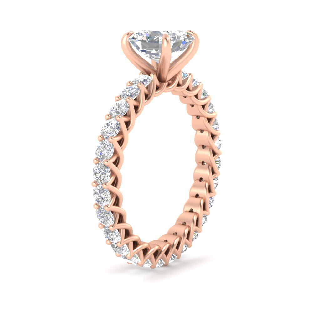 3 Carat Asscher Diamond Promise Ring with 14K Rose Gold White Diamond