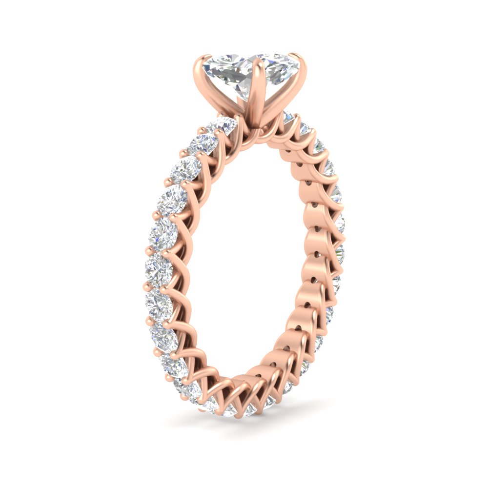3 Carat Cushion Cut Diamond Promise Ring with 14K Rose Gold White Diamond