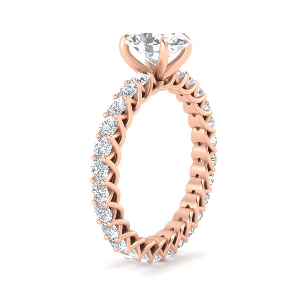 3 Carat Oval Diamond Wedding Ring with 14K Rose Gold White Diamond