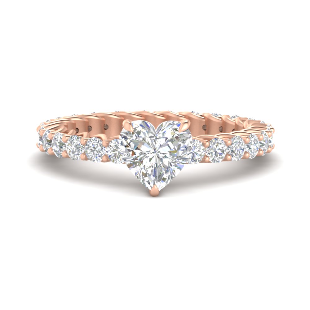 3 Ct. Heart Diamond Classic Engagement Ring with 14K Rose Gold White Diamond