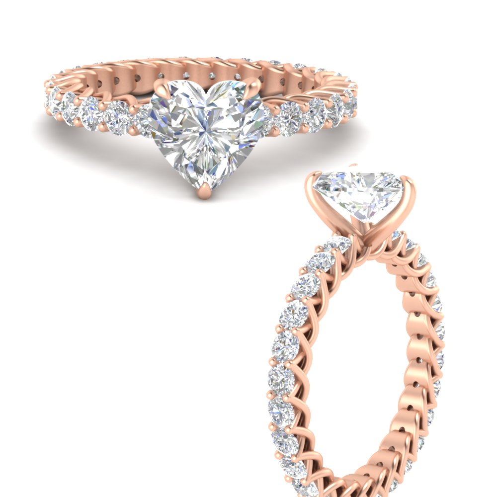 3 Ct. Heart Diamond Classic Engagement Ring with 14K Rose Gold White Diamond