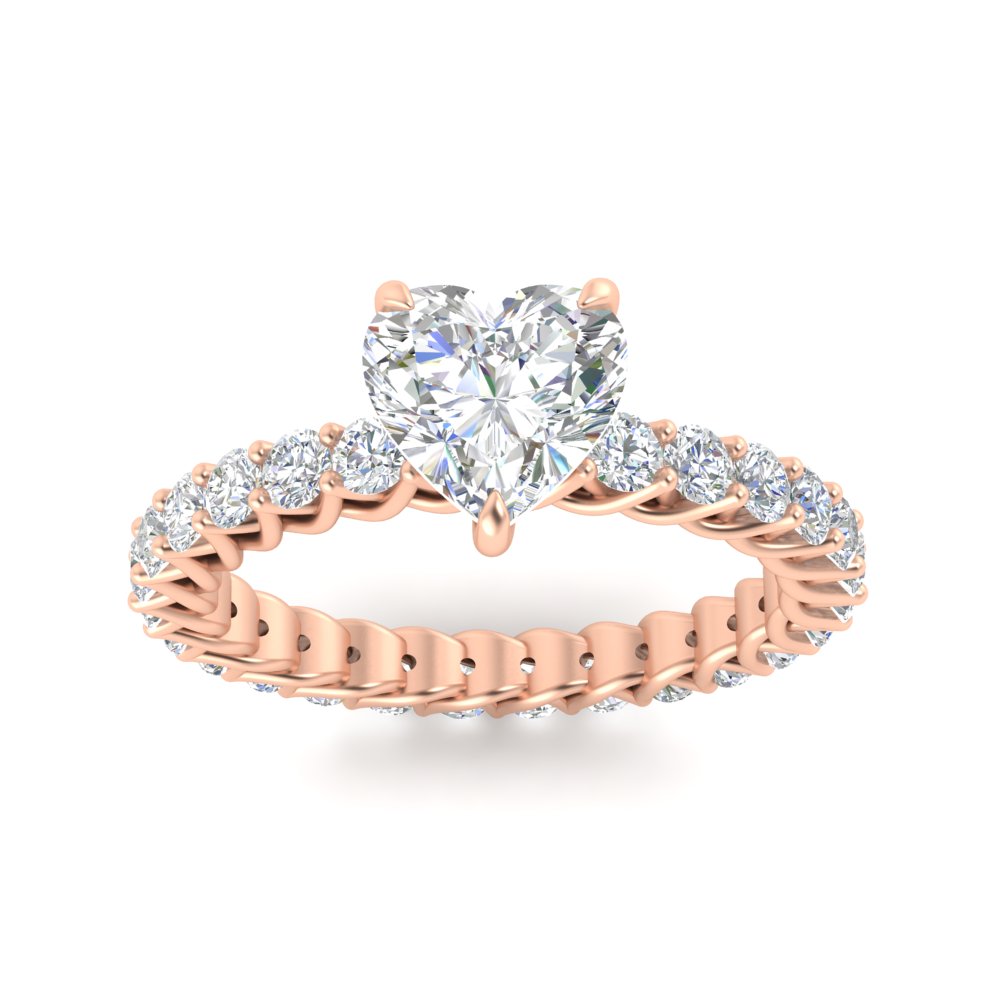 3 Ct. Heart Diamond Classic Engagement Ring with 14K Rose Gold White Diamond