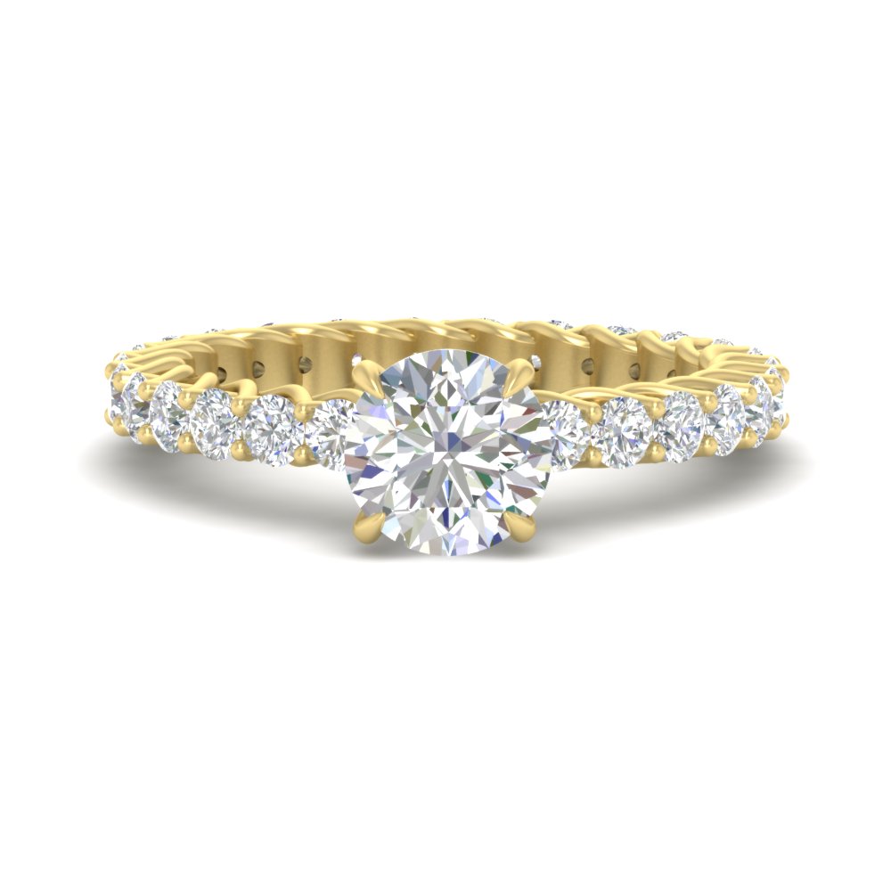 3 Ct. Round Cut Diamond Trellis Engagement Ring with 14K Yellow Gold White Diamond