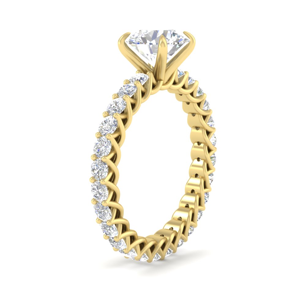 3 Ct. Round Cut Diamond Trellis Engagement Ring with 14K Yellow Gold White Diamond