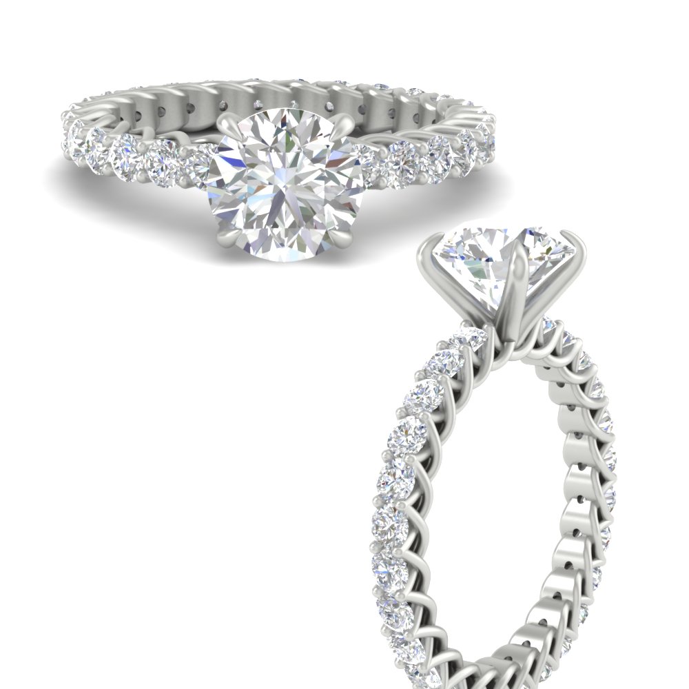 3.50 Carat Trellis Diamond Ring with 14K White Gold White Diamond