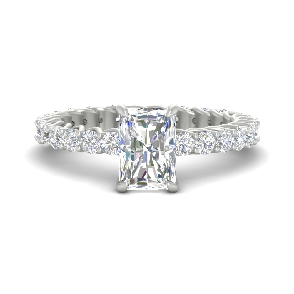 3.50 Ct Radiant Cut Diamond Intertwined Ring with 14K White Gold White Diamond