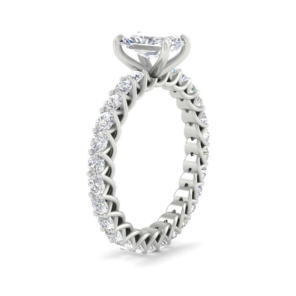 3.50 Ct Radiant Cut Diamond Intertwined Ring with 14K White Gold White Diamond