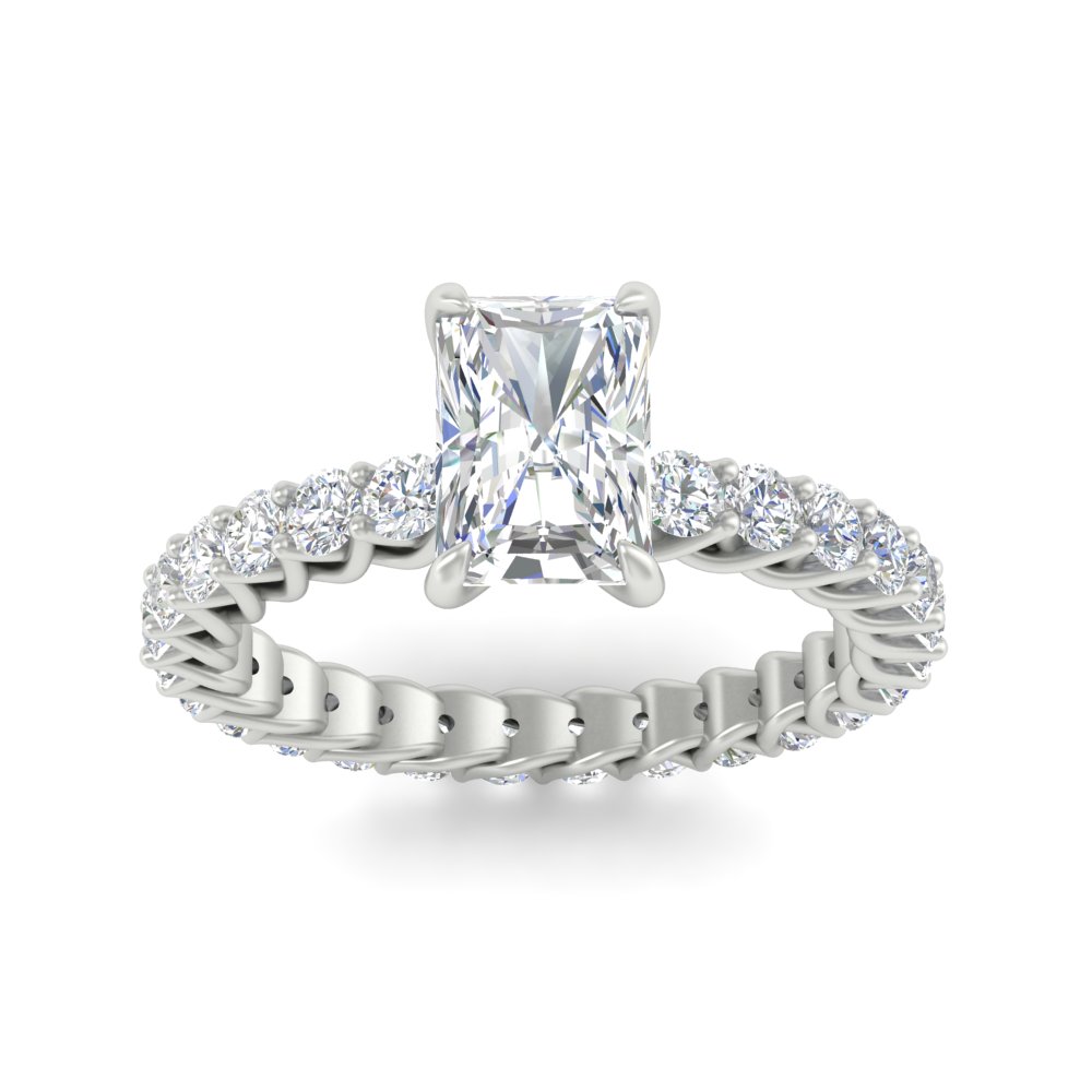 3.50 Ct Radiant Cut Diamond Intertwined Ring with 14K White Gold White Diamond