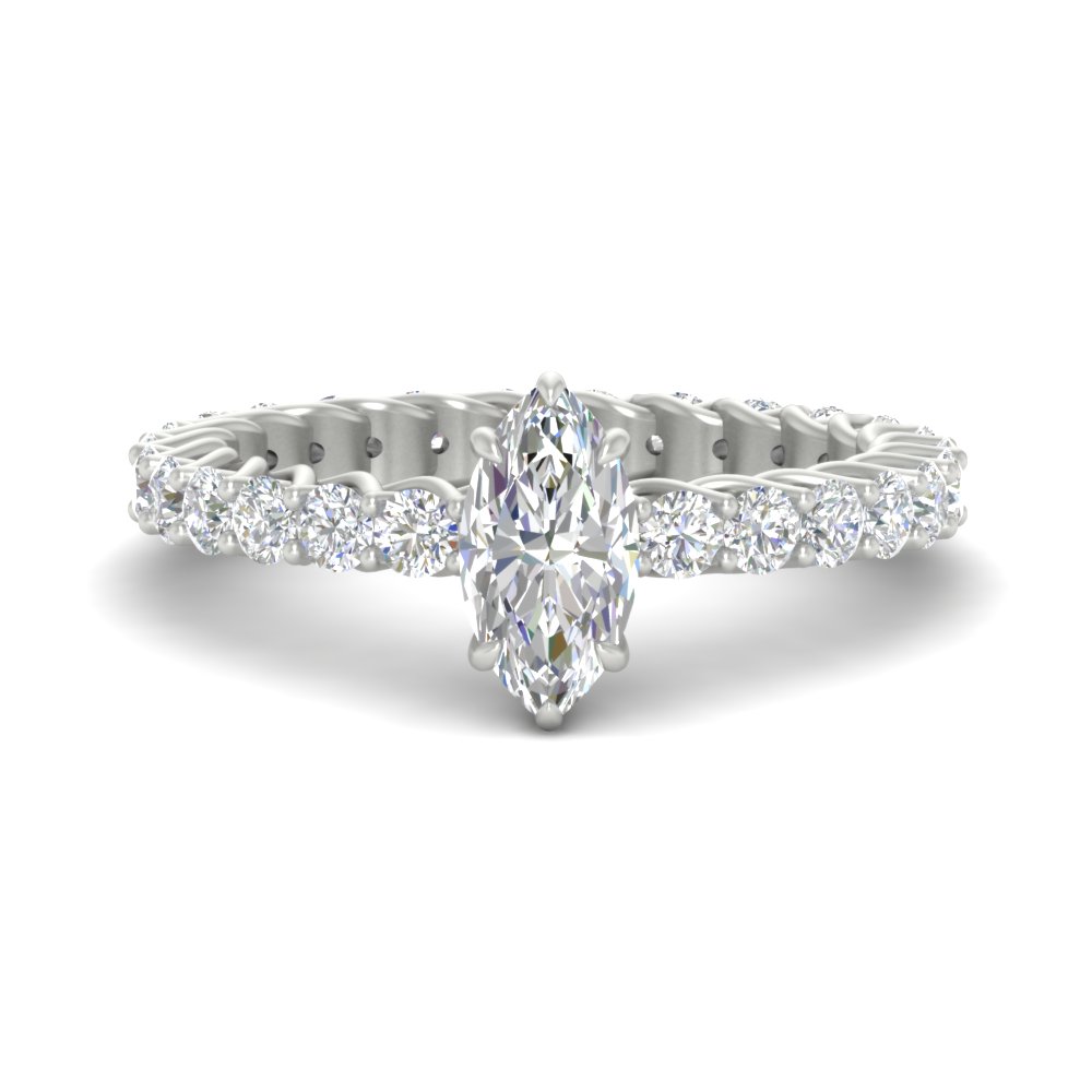 3.50 Ct. Marquise Diamond Unique Engagement Ring with 14K White Gold White Diamond