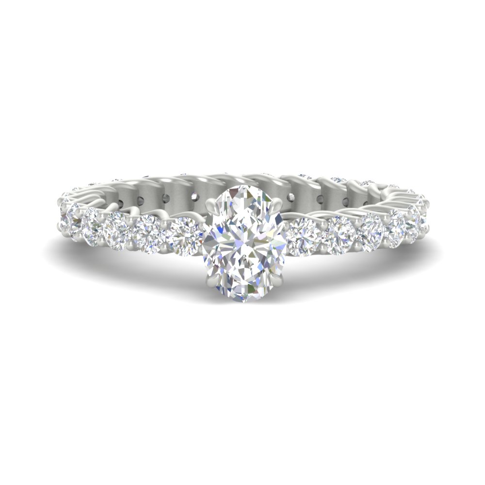 Adorable 2 Carat Oval Shaped Diamond Ring with 14K White Gold White Diamond