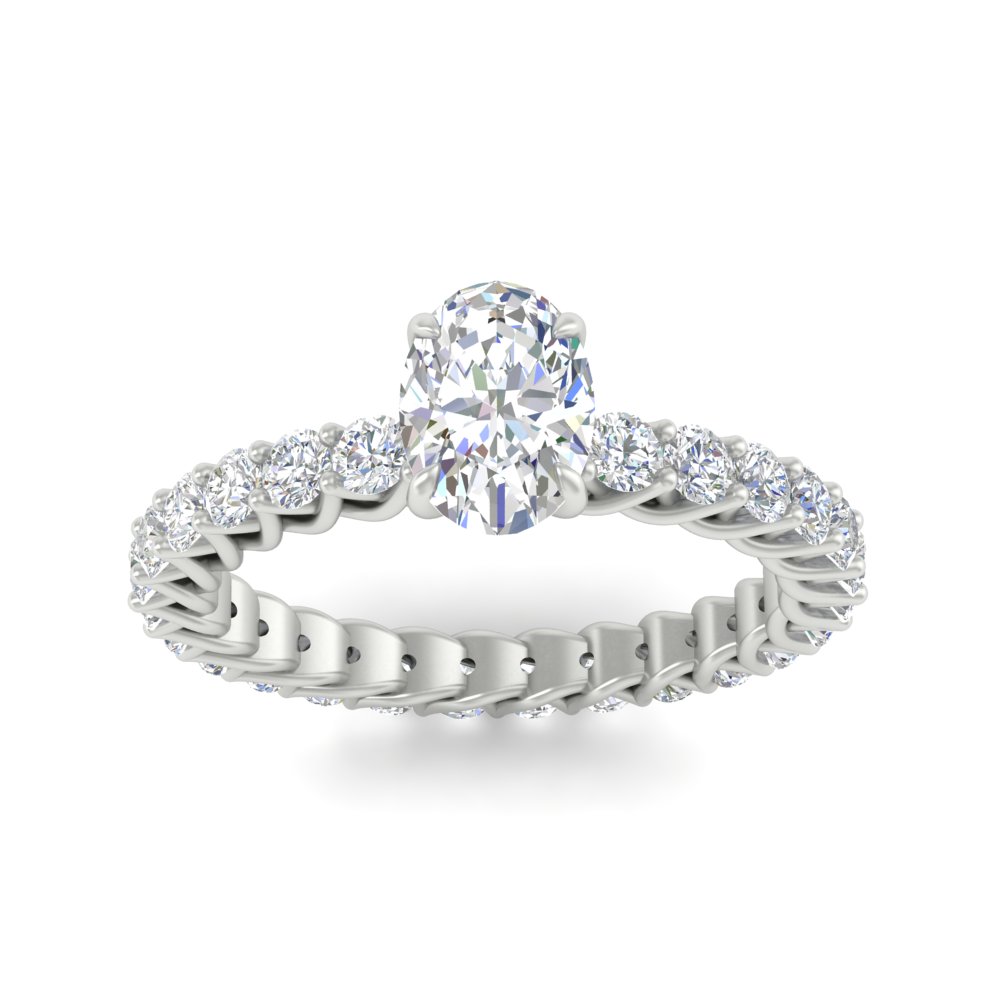 Adorable 2 Carat Oval Shaped Diamond Ring with 14K White Gold White Diamond