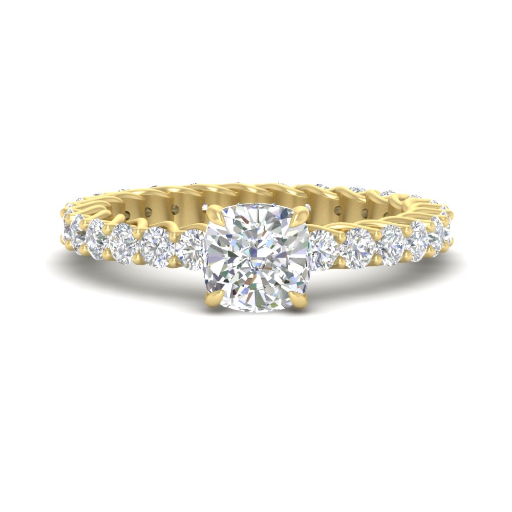 Beautiful Cushion Diamond 2.50 Carat Ring with 14K Yellow Gold White Diamond