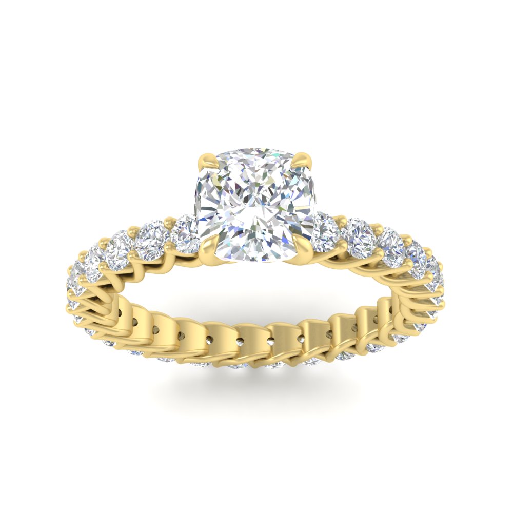 Beautiful Cushion Diamond 2.50 Carat Ring with 14K Yellow Gold White Diamond