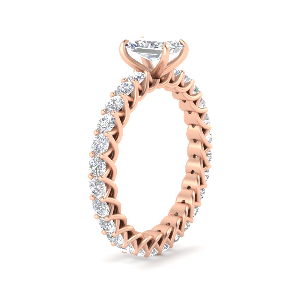 Beautiful Trellis Eternity 2.50 Ct. Diamond Ring with 14K Rose Gold White Diamond