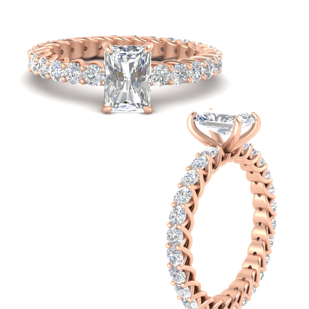 Beautiful Trellis Eternity 2.50 Ct. Diamond Ring with 14K Rose Gold White Diamond
