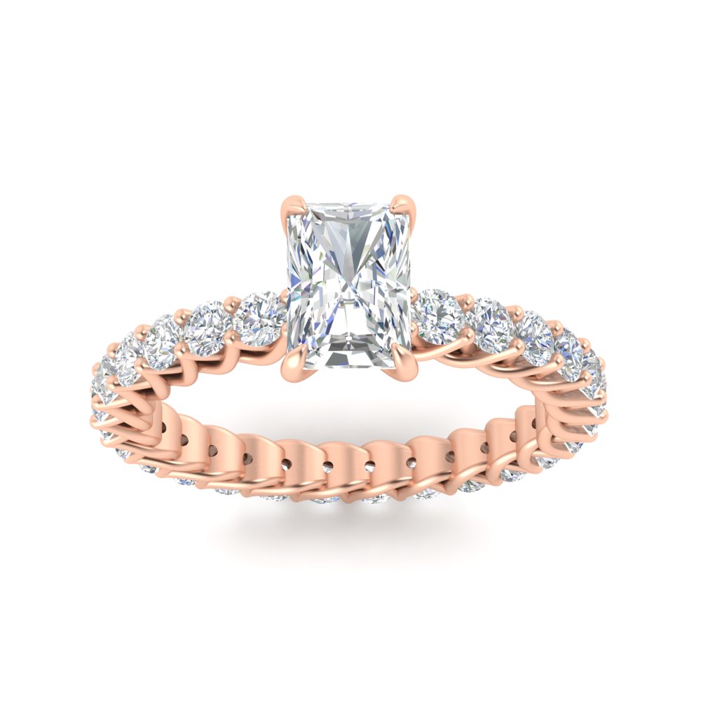 Beautiful Trellis Eternity 2.50 Ct. Diamond Ring with 14K Rose Gold White Diamond