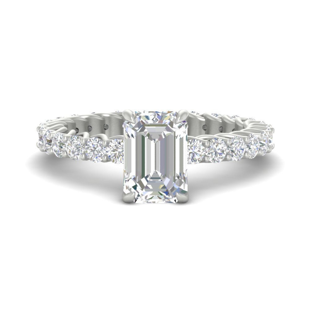 Emerald Cut Diamond 3.50 Ct. Elegant Ring with 14K White Gold White Diamond
