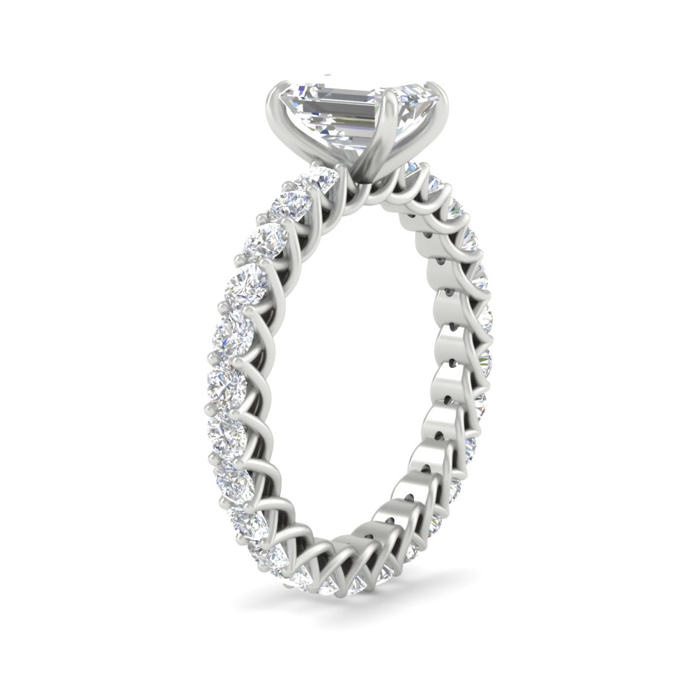 Emerald Cut Diamond 3.50 Ct. Elegant Ring with 14K White Gold White Diamond