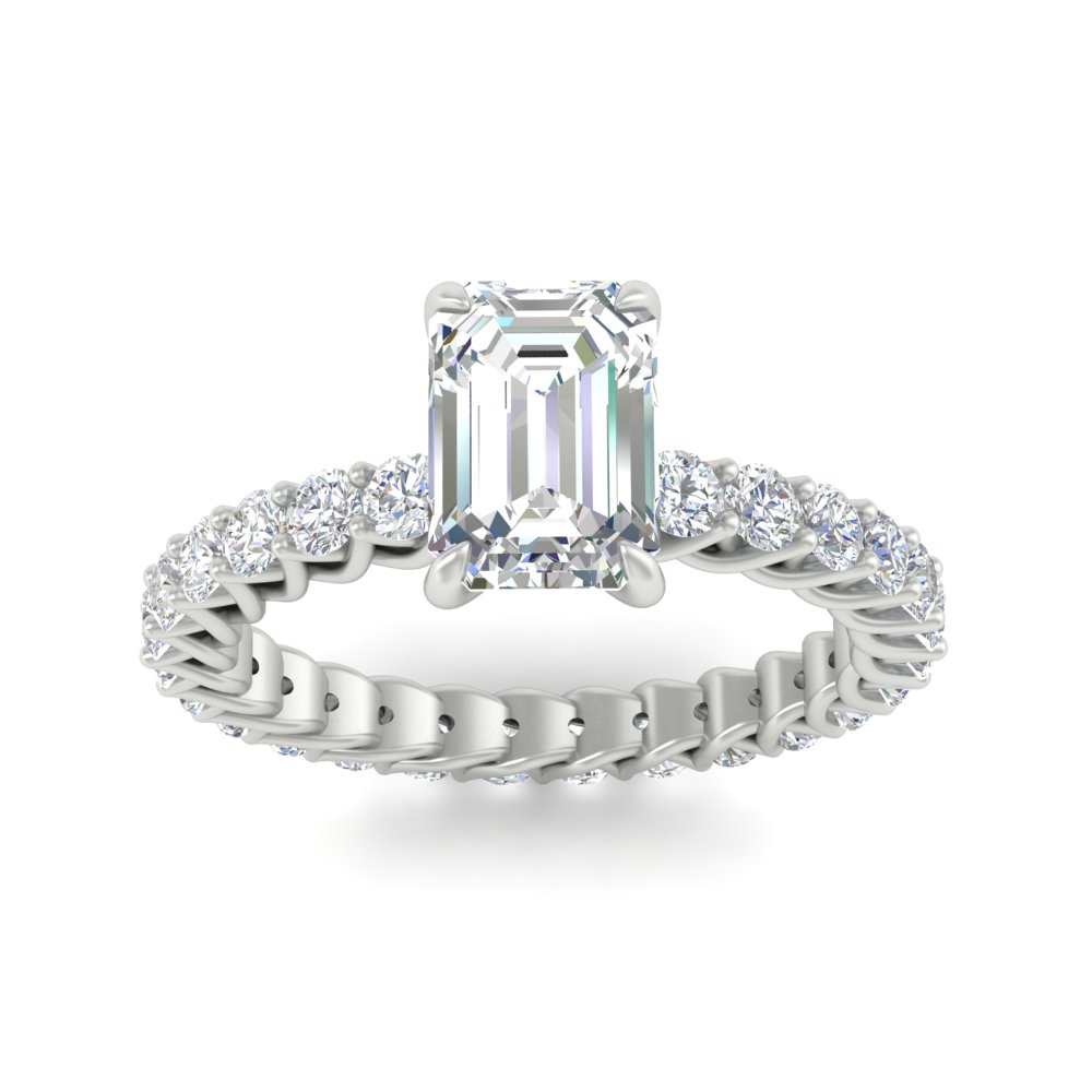 Emerald Cut Diamond 3.50 Ct. Elegant Ring with 14K White Gold White Diamond