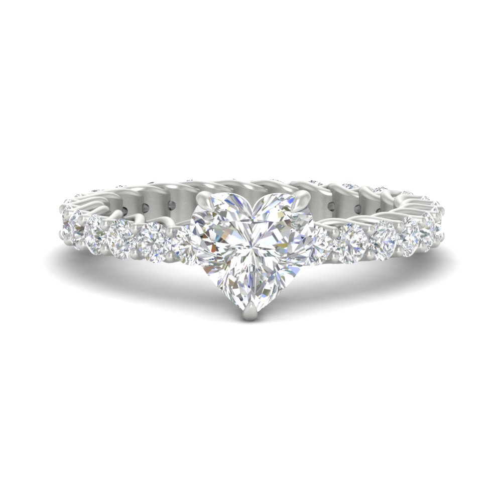 Heart Diamond 3.50 Carat Luxury Eternity Ring with 14K White Gold White Diamond
