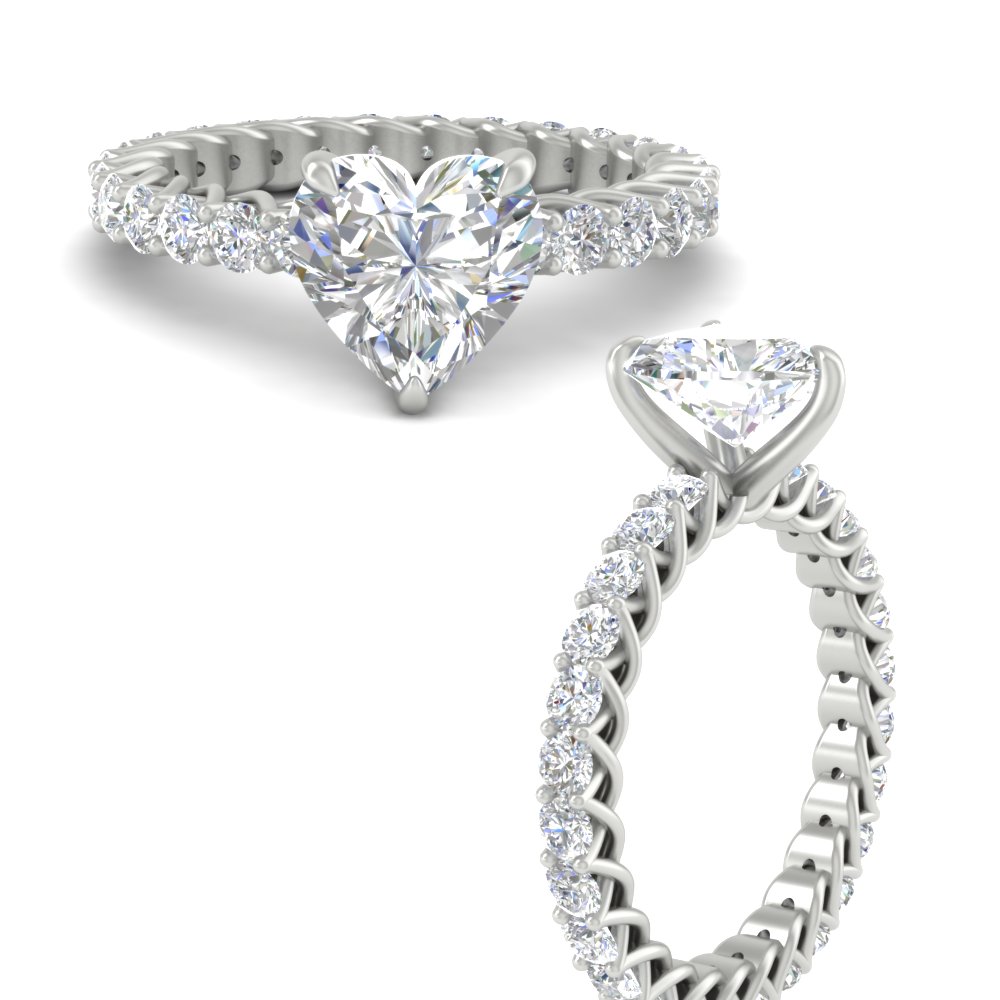 Heart Diamond 3.50 Carat Luxury Eternity Ring with 14K White Gold White Diamond