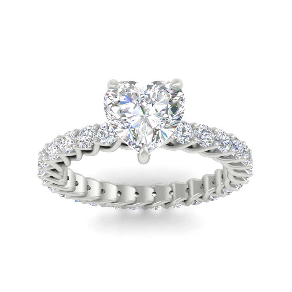 Heart Diamond 3.50 Carat Luxury Eternity Ring with 14K White Gold White Diamond