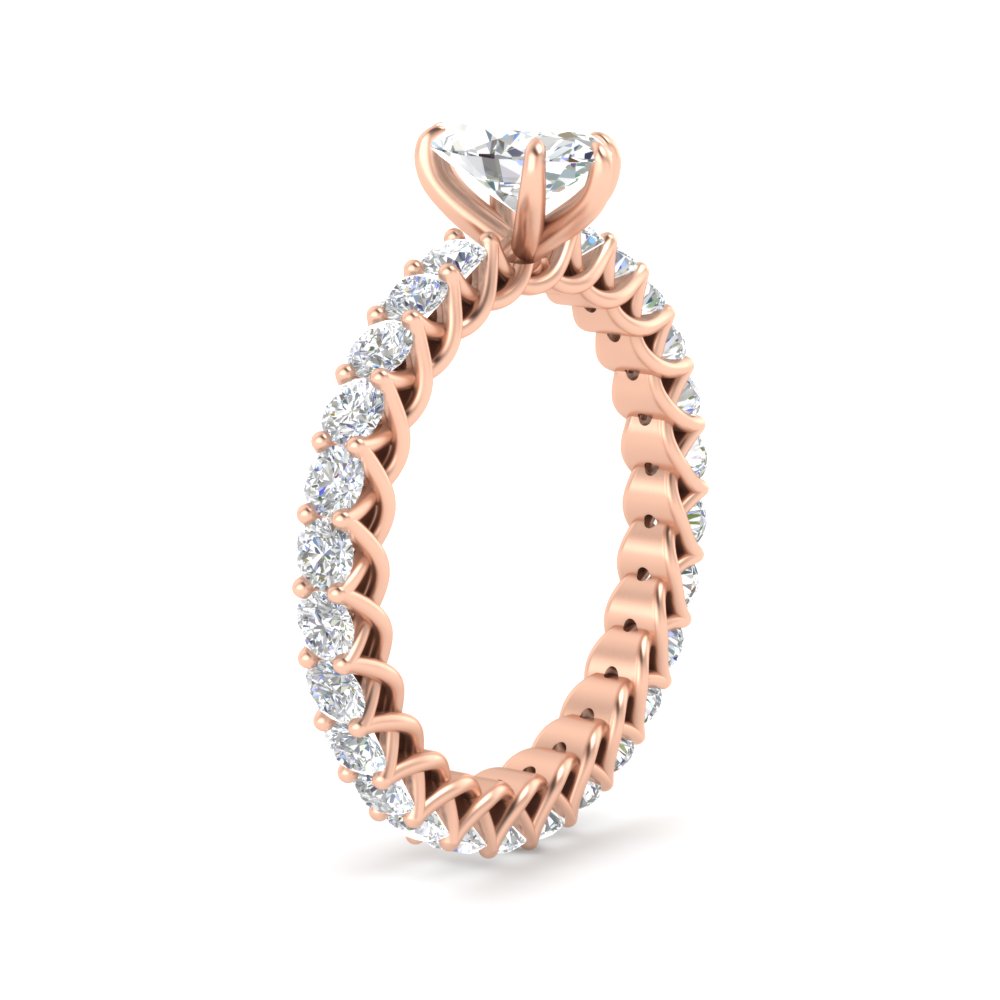 Marquise Cut Classic Diamond Ring with 14K Rose Gold White Diamond