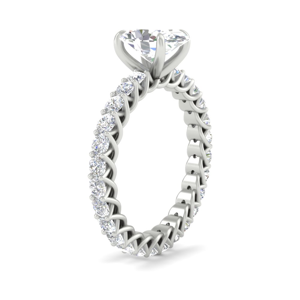 Oval Shaped Diamond 3.50 Ct. Trellis Ring with 14K White Gold White Diamond