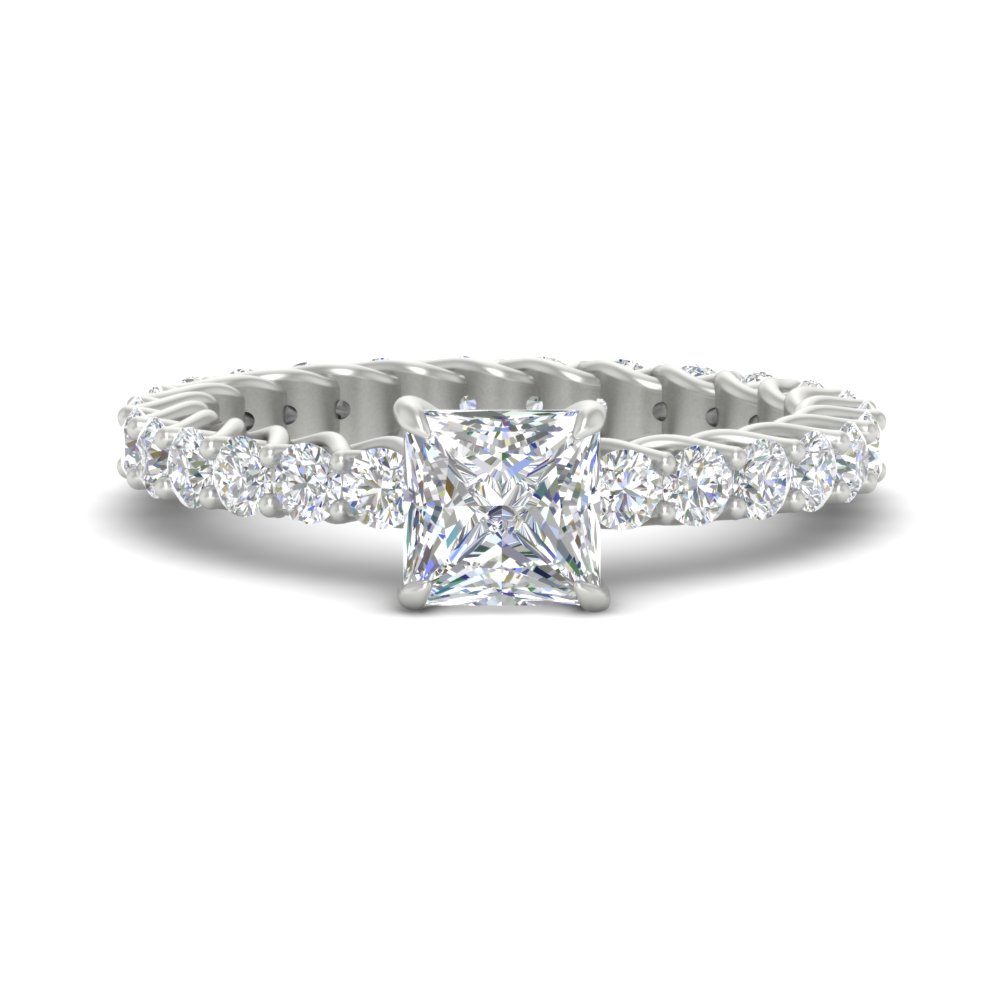 Perfect Fit Princess Cut Diamond Trellis Ring with 14K White Gold White Diamond