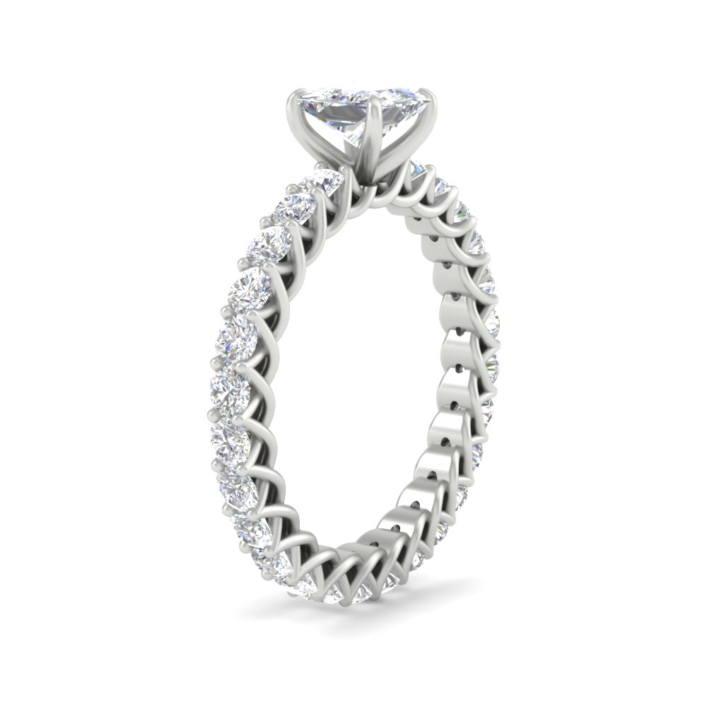 Perfect Fit Princess Cut Diamond Trellis Ring with 14K White Gold White Diamond