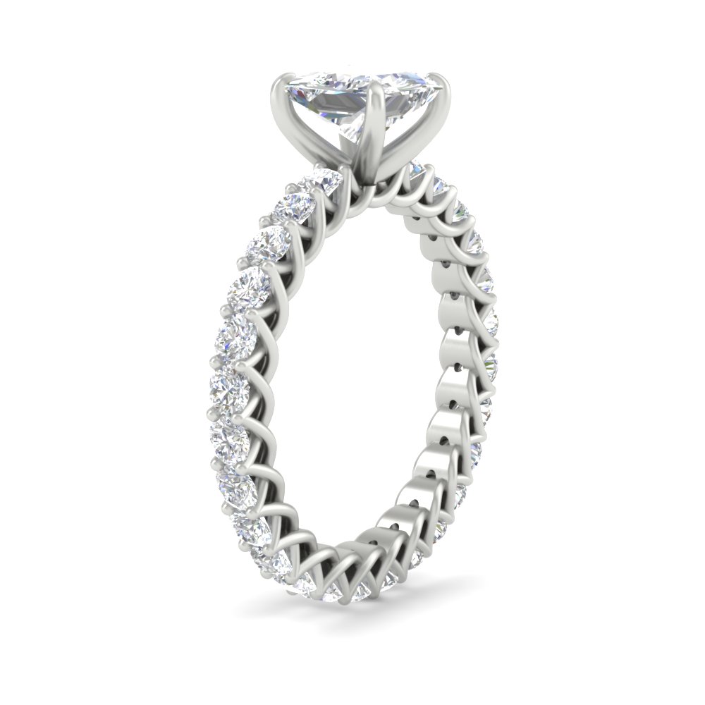 Princess Cut Diamond Luxury Engagement Ring with 14K White Gold White Diamond
