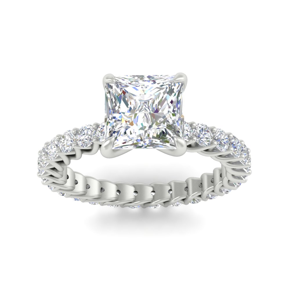 Princess Cut Diamond Luxury Engagement Ring with 14K White Gold White Diamond