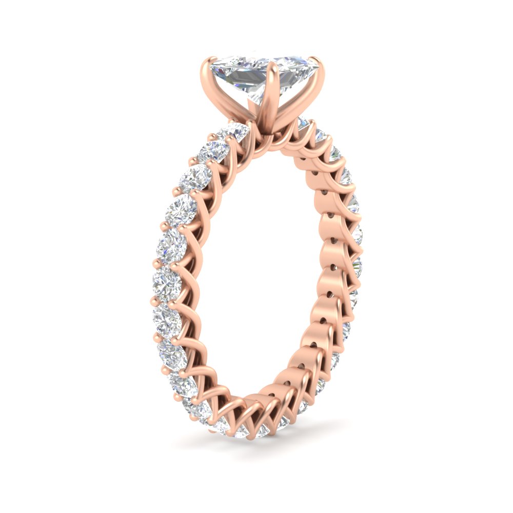 Princess Diamond 3 Carat Wedding Ring with 14K Rose Gold White Diamond