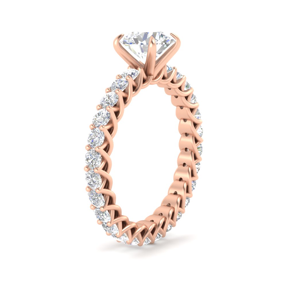 Round Cut Diamond 2.50 Carat Ring with 14K Rose Gold White Diamond
