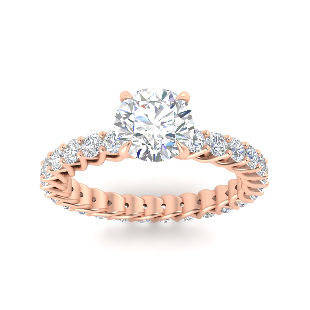 Round Cut Diamond 2.50 Carat Ring with 14K Rose Gold White Diamond