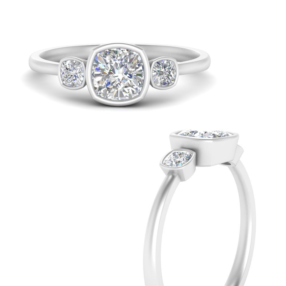 0.5CT Three Stone Garnet Engagement Rings White Gold
