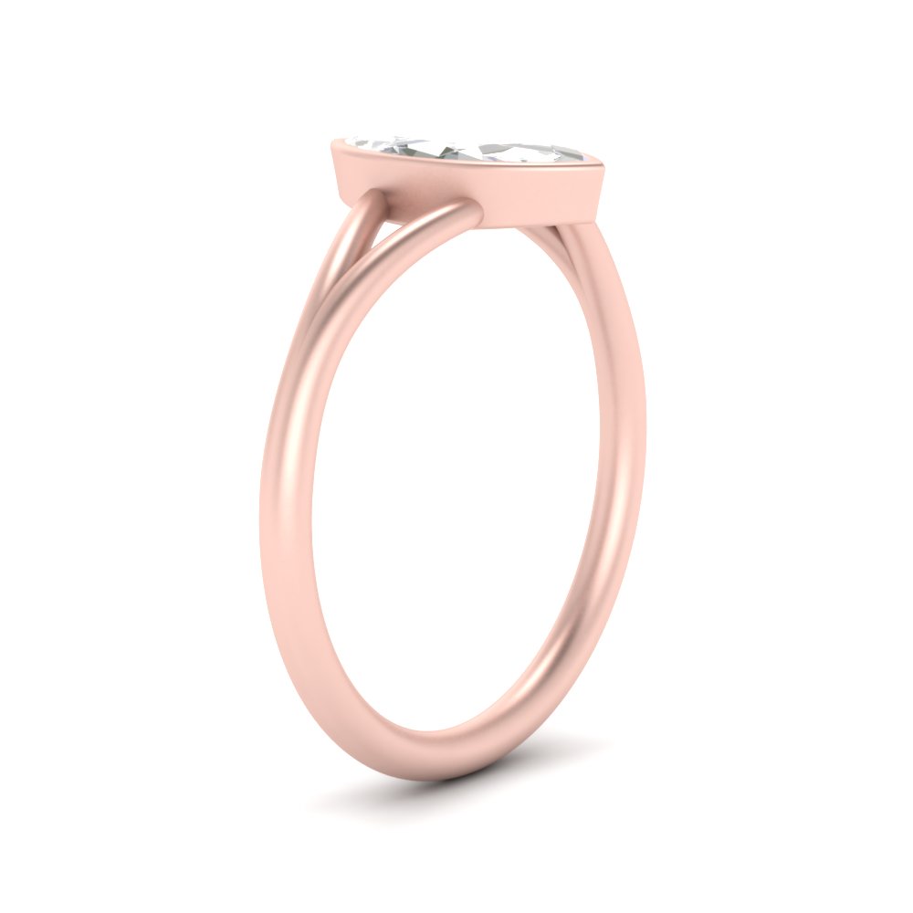 Big Marquise Bezel Solitaire Lab Grown Ring with 14K Rose Gold White Diamond