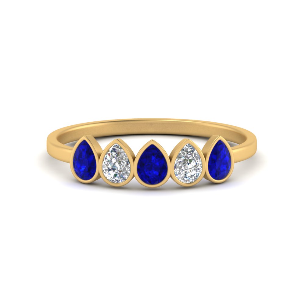 14k White Gold Bezel Set Blue Sapphire & Diamond Anniversary Band 14k White Gold Bezel Set Blue Sapphire & Diamond Anniversary Band